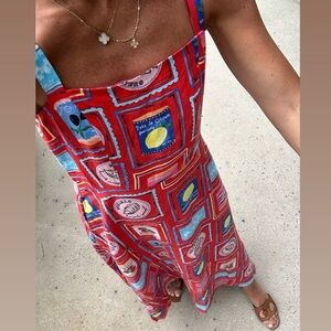 Loft Can Print Linen Blend Midi Dress